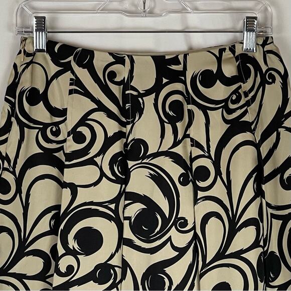 Talbots Black And Cream 100% Silk Pleated Party Event Skirt NWOT Size 4 - Picture 6 of 11